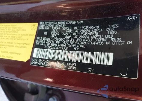 2008 Lexus Rx 350 from USA, damaged, VIN JTJGK31U280011358